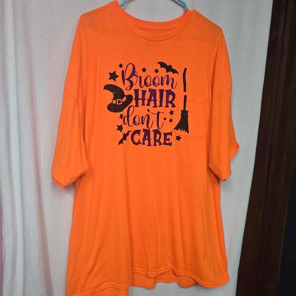 Walls Broom Hair Don't Care Halloween T-Shirt Size 2X Orange